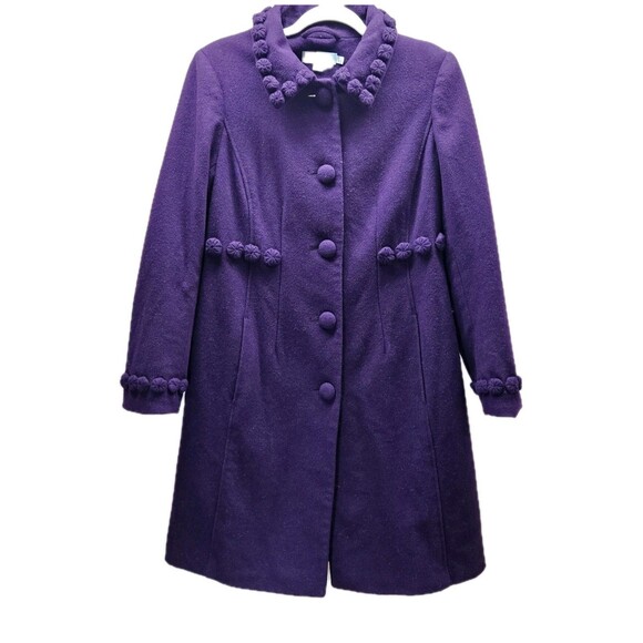 Boden Womens Purple Wool Mid-length Coat Size 6 - Picture 1 of 13